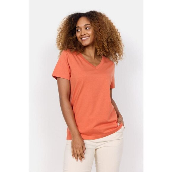 NWT Soya Concept Derby 2 100% Organic Cotton Orange V Neck Tee - Picture 1 of 5